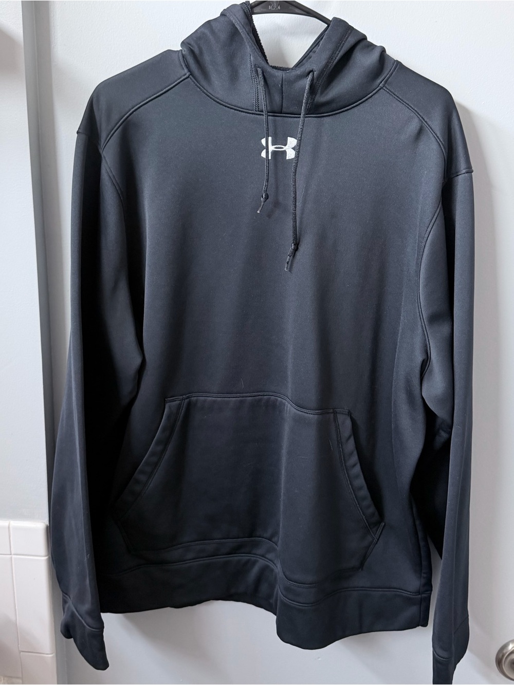 Under Armour Black Hooded Pullover with White Logo